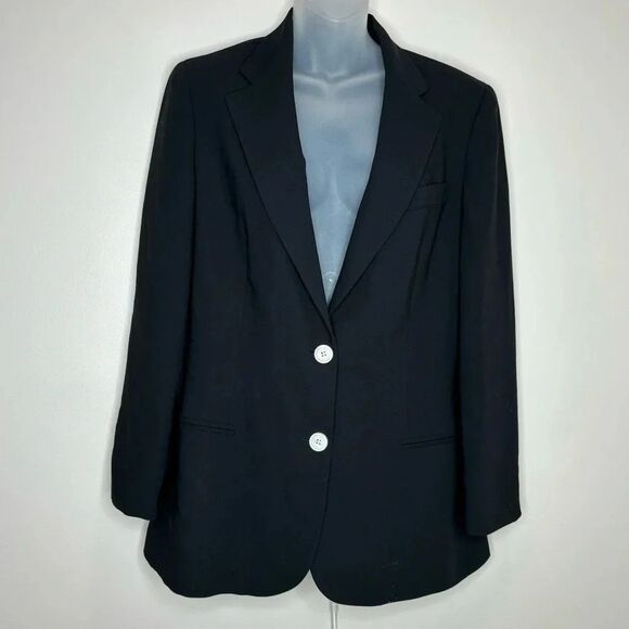 Lauren Ralph Lauren 100% Wool Blazer Button front Black size 10 - Picture 1 of 8